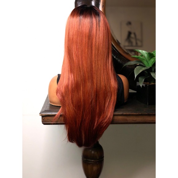 LULU| LONG STRAIGHT AUBURN OMBRÉ LACE FRONT WIG - Picture 3 of 4